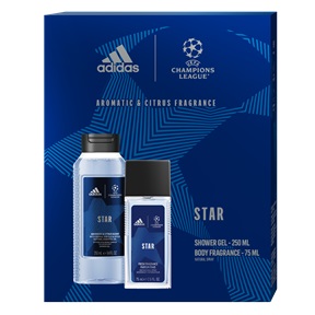 AJÁNDÉKCSOMAG ADIDAS FFI TUSFÜRDŐ 250ML+PUMPÁS DEO 75ML UEFA CHAMPIONS LEAGUE STAR AJÁNDÉKCSOMAG ADIDAS FFI TUSFÜRDŐ 250ML+PUMPÁS DEO 75ML UEFA CHAMPIONS LEAGUE STAR