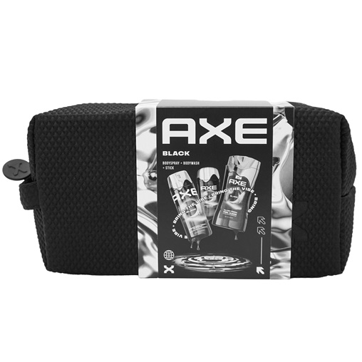 AJÁNDÉKCSOMAG AXE FFI TUSFÜRDŐ 250ML+DEO 150ML+STIFT 50ML BLACK+NESZESZER