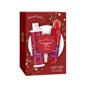AJÁNDÉKCSOMAG DRAMERS NŐI TUSFÜRDŐ 200ML+DEO 150ML SWEET CANDY STRAWBERRY KISS