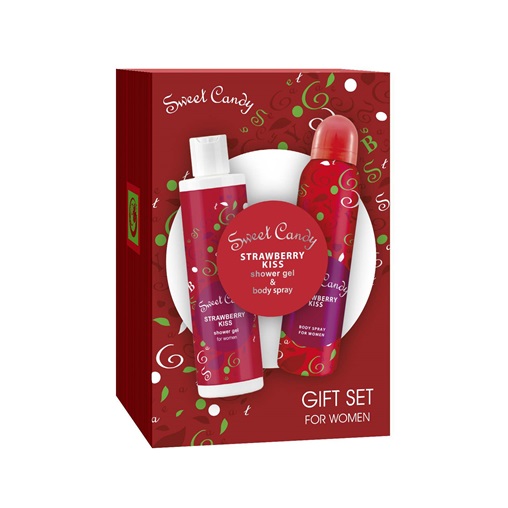 AJÁNDÉKCSOMAG DRAMERS NŐI TUSFÜRDŐ 200ML+DEO 150ML SWEET CANDY STRAWBERRY KISS