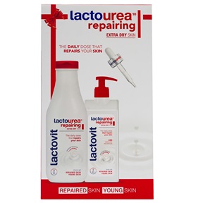 AJÁNDÉKCSOMAG LACTOVIT NŐI TUSFÜRDŐ 600ML+TESTÁPOLÓ 400ML LACTOUREA / PIROS