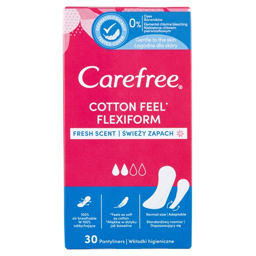 CAREFREE TISZTASÁGI BETÉT 30DB COTTON FEEL FLEXIFORM FRESH SCENT CAREFREE TISZTASÁGI BETÉT 30DB COTTON FEEL FLEXIFORM FRESH SCENT