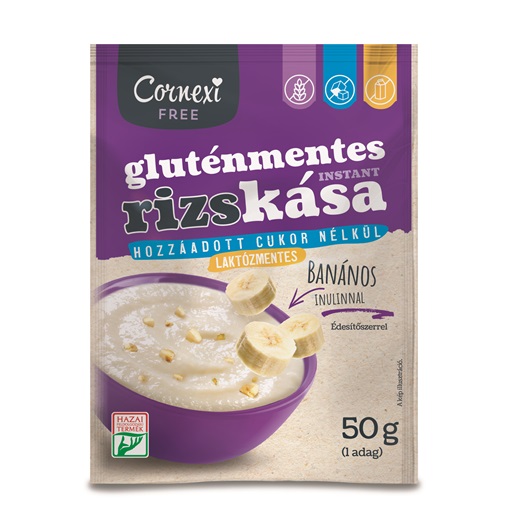 CORNEXI RIZSKÁSA GLUTÉNMENTES, LAKTÓZM., HCN 50G BANÁNOS