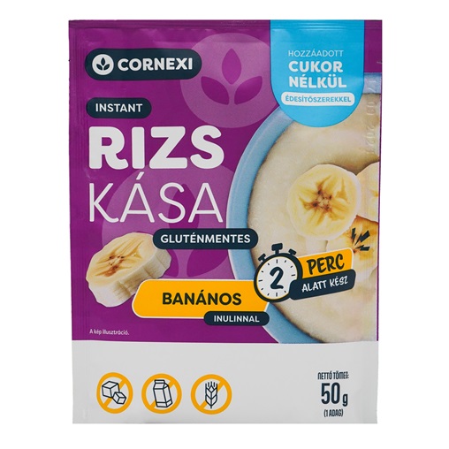 CORNEXI RIZSKÁSA GLUTÉNMENTES, LAKTÓZM., HCN 50G BANÁNOS