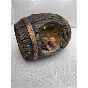 DEKOR KŐ HORDÓ SZOLÁR LÁMPÁVAL 13,7X11,8X11,4CM BARNA