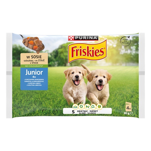 FRISKIES PURINA KUTYAELEDEL MULTIPACK (4X85G) 340G JUNIOR SZÓSZOS VÁLOGATÁS FRISKIES PURINA KUTYAELEDEL MULTIPACK (4X85G) 340G JUNIOR SZÓSZOS VÁLOGATÁS