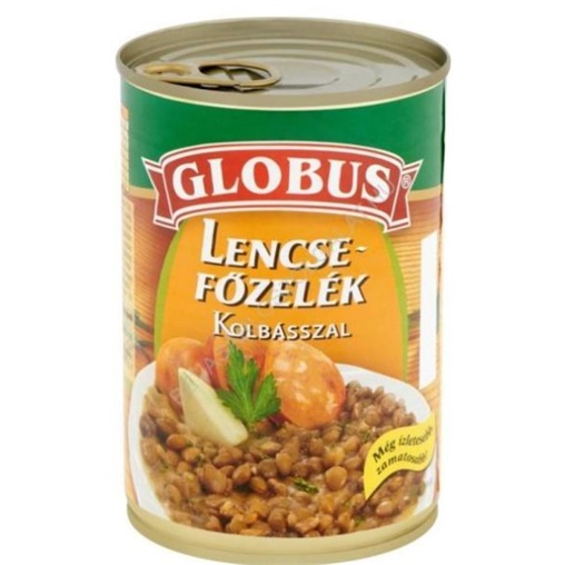 GLOBUS KÉSZÉTEL KONZERV 400G LENCSEFŐZELÉK KOLBÁSSZAL GLOBUS KÉSZÉTEL KONZERV 400G LENCSEFŐZELÉK KOLBÁSSZAL
