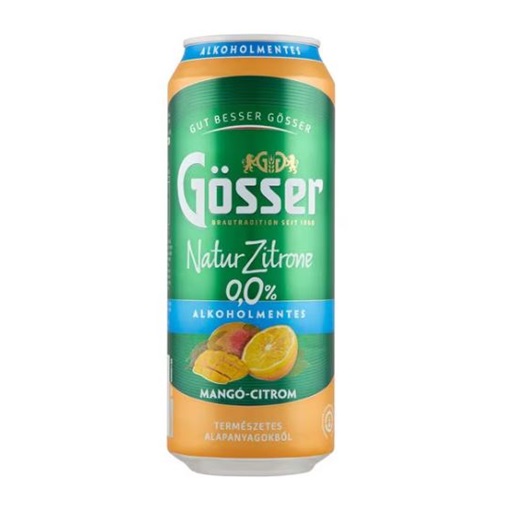 GÖSSER NATUR ZITRONE SÖR 0,0% 0,5L MANGÓ-CITROM DOBOZOS DRS