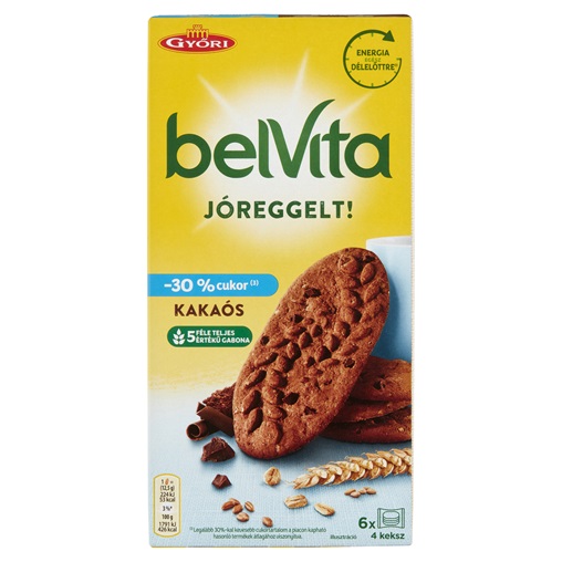 GYŐRI BELVITA JÓ REGGELT! KEKSZ (6X50G) 300G KAKAÓS -30% CUKOR