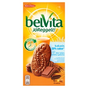 GYŐRI BELVITA JÓ REGGELT! KEKSZ (6X50G) 300G KAKAÓS -30% CUKOR