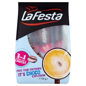 LA FESTA 3IN1 INSTANT KÁVÉ (10X12,5G) 125G CHOCO / CSOKOLÁDÉ ÍZŰ LA FESTA 3IN1 INSTANT KÁVÉ (10X12,5G) 125G CHOCO / CSOKOLÁDÉ ÍZŰ
