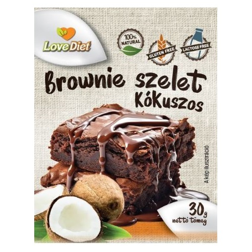 LOVE DIET GL.MENTES - LAKTÓZMENTES BROWNIE SZELET 30G KÓKUSZOS