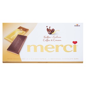 MERCI TÁBLÁS TEJ- ÉS FEHÉRCSOKI 100G KÁVÉS-TEJSZÍNES / SÁRGA