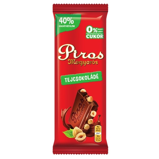PIROS MOGYORÓS HCN TEJCSOKOLÁDÉ 80G PIROS MOGYORÓS HCN TEJCSOKOLÁDÉ 80G