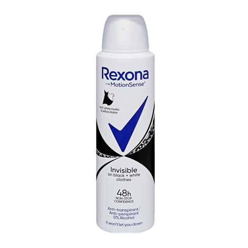 REXONA DEO 150ML NŐI INVISIBLE BLACK + WHITE CLOTHES