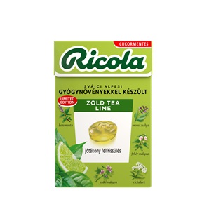 RICOLA SVÁJCI GYÓGYNÖVÉNY CUKORKA 40G ZÖLD TEA-LIME RICOLA SVÁJCI GYÓGYNÖVÉNY CUKORKA 40G ZÖLD TEA-LIME