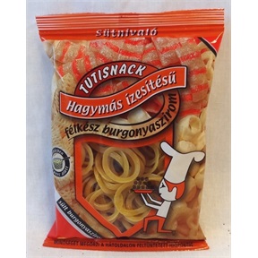 TUTISNACK SÜTNIVALÓ FÉLKÉSZ BURGONYASZIROM 60G HAGYMÁS ÍZŰ TUTISNACK SÜTNIVALÓ FÉLKÉSZ BURGONYASZIROM 60G HAGYMÁS ÍZŰ